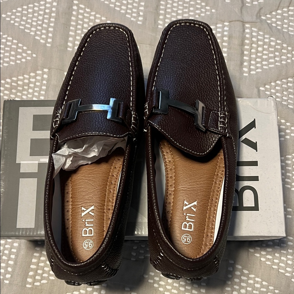 Men's Chocolate Leather Slip-On Loafers - Picture 5 of 9